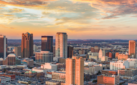 A city with many buildings.