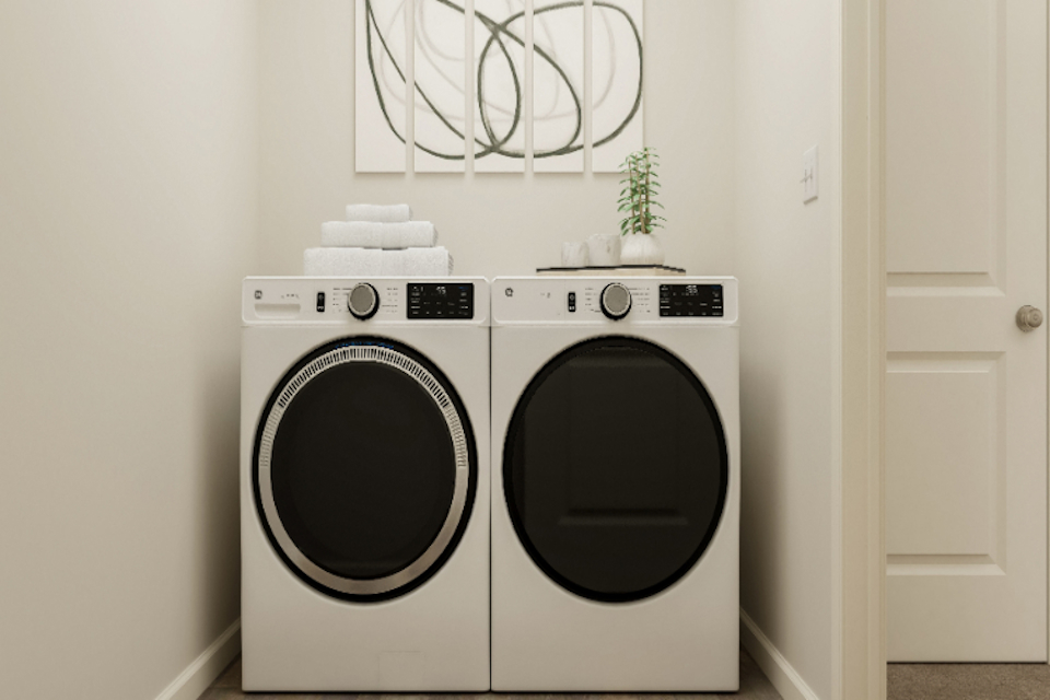 A washing machine and dryer.