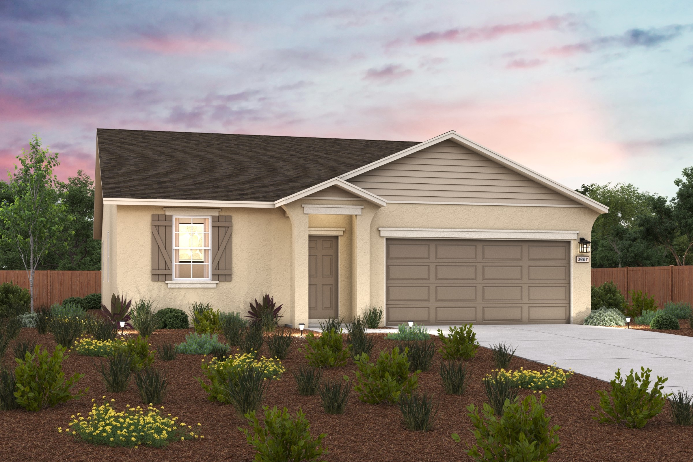 A house with a garage and a driveway.