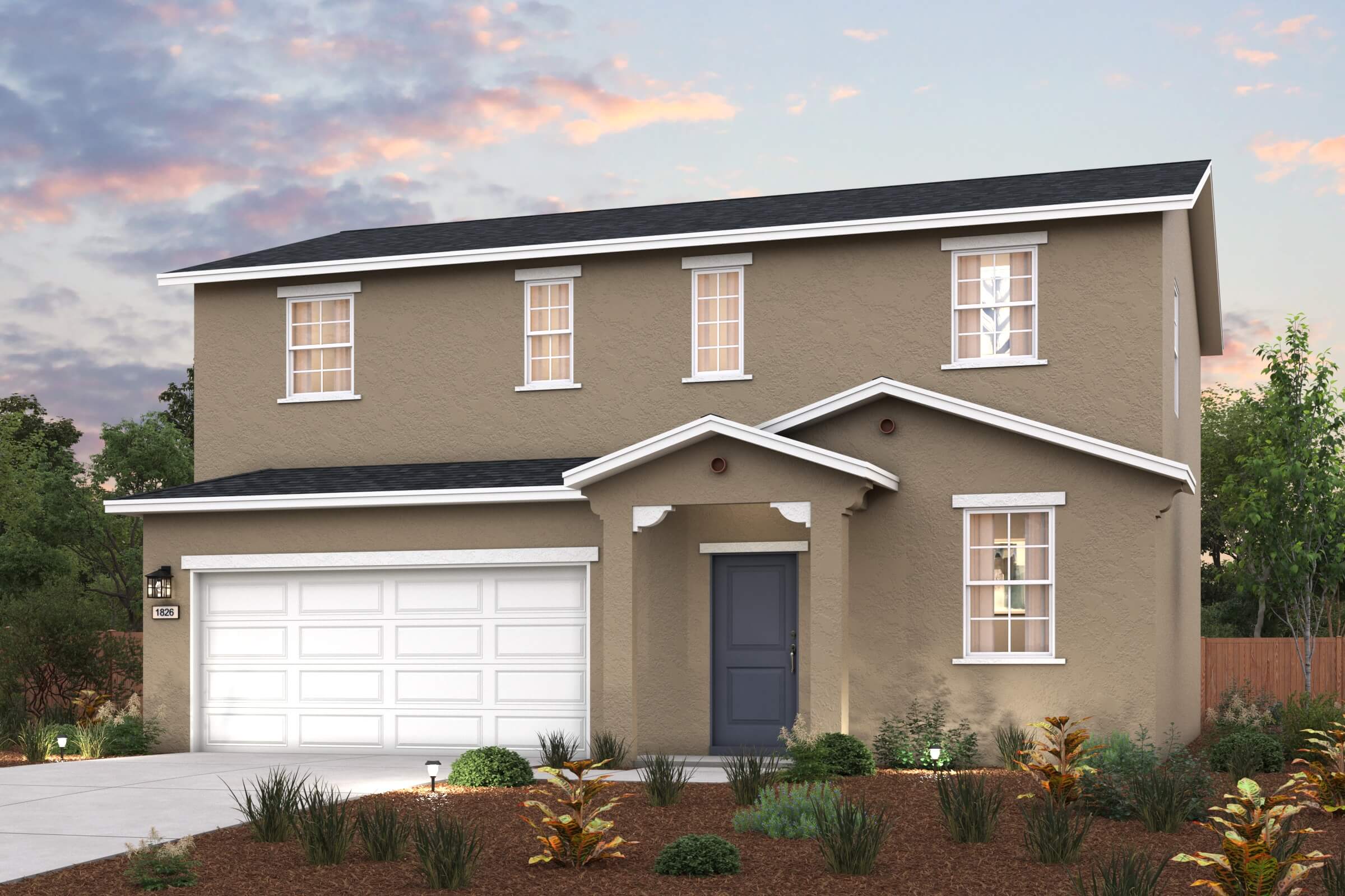 A house with a garage.