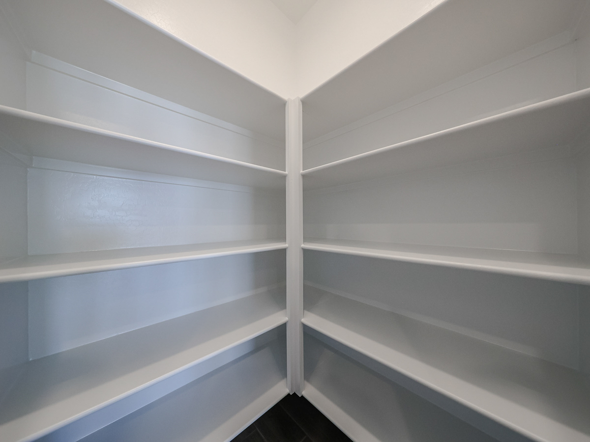 A white shelf with white shelves.