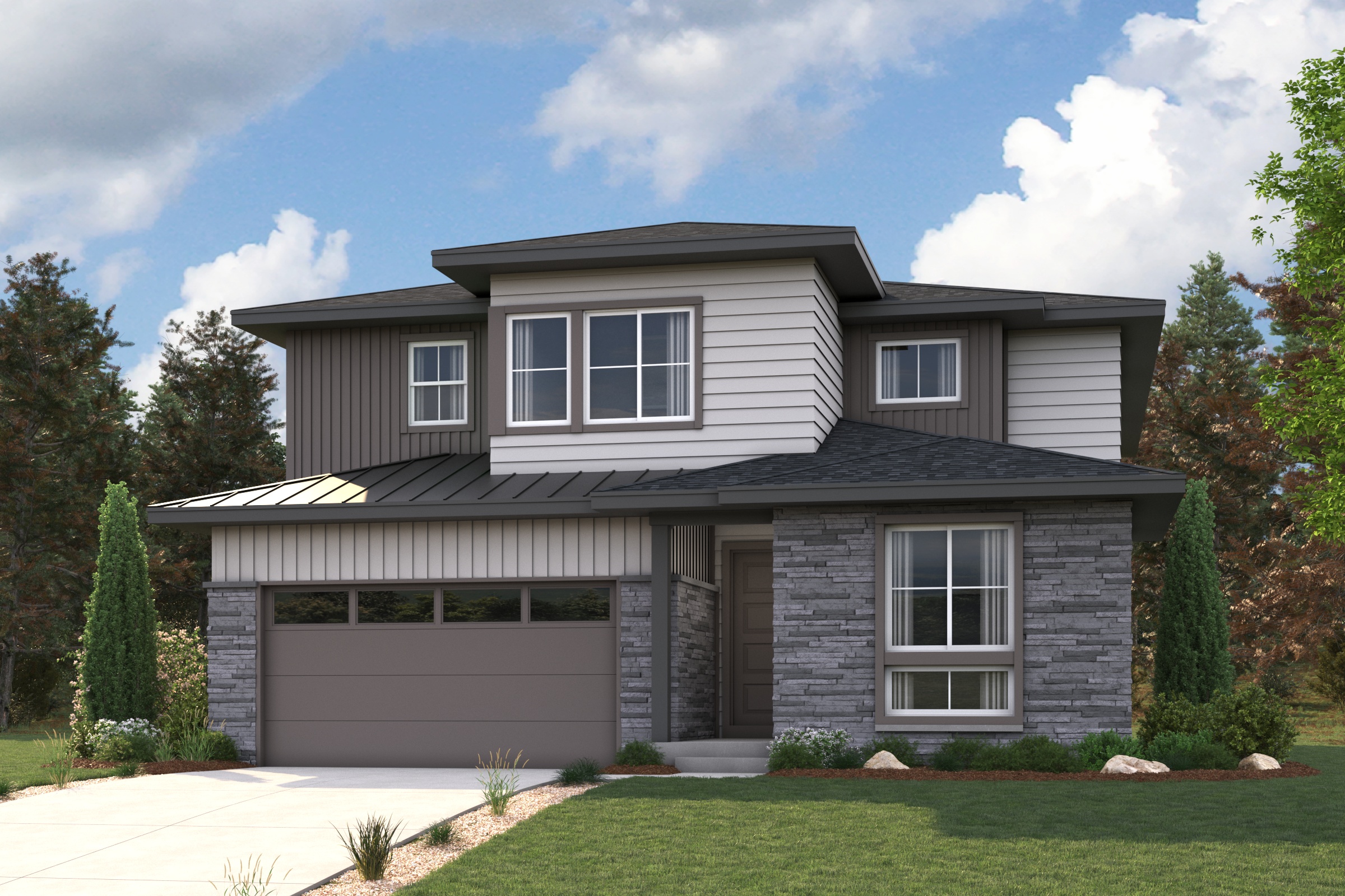 A house with a garage. Shenandoah Rendering Image, Elevation C