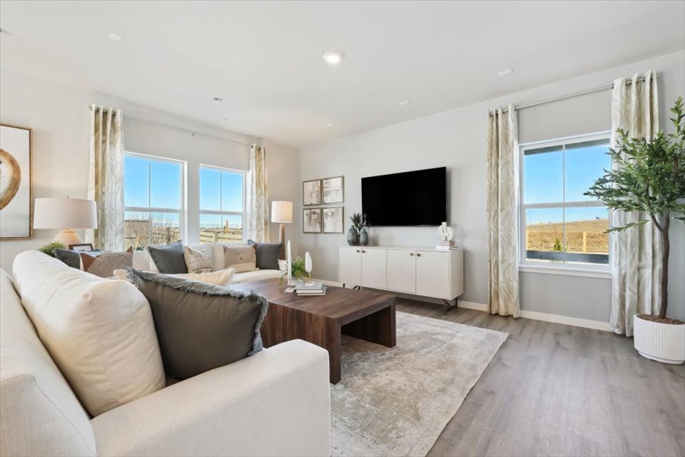 A living room with a tv and couches.