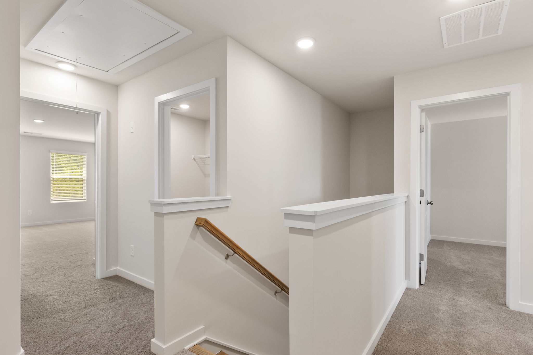 A white room with a white counter.
