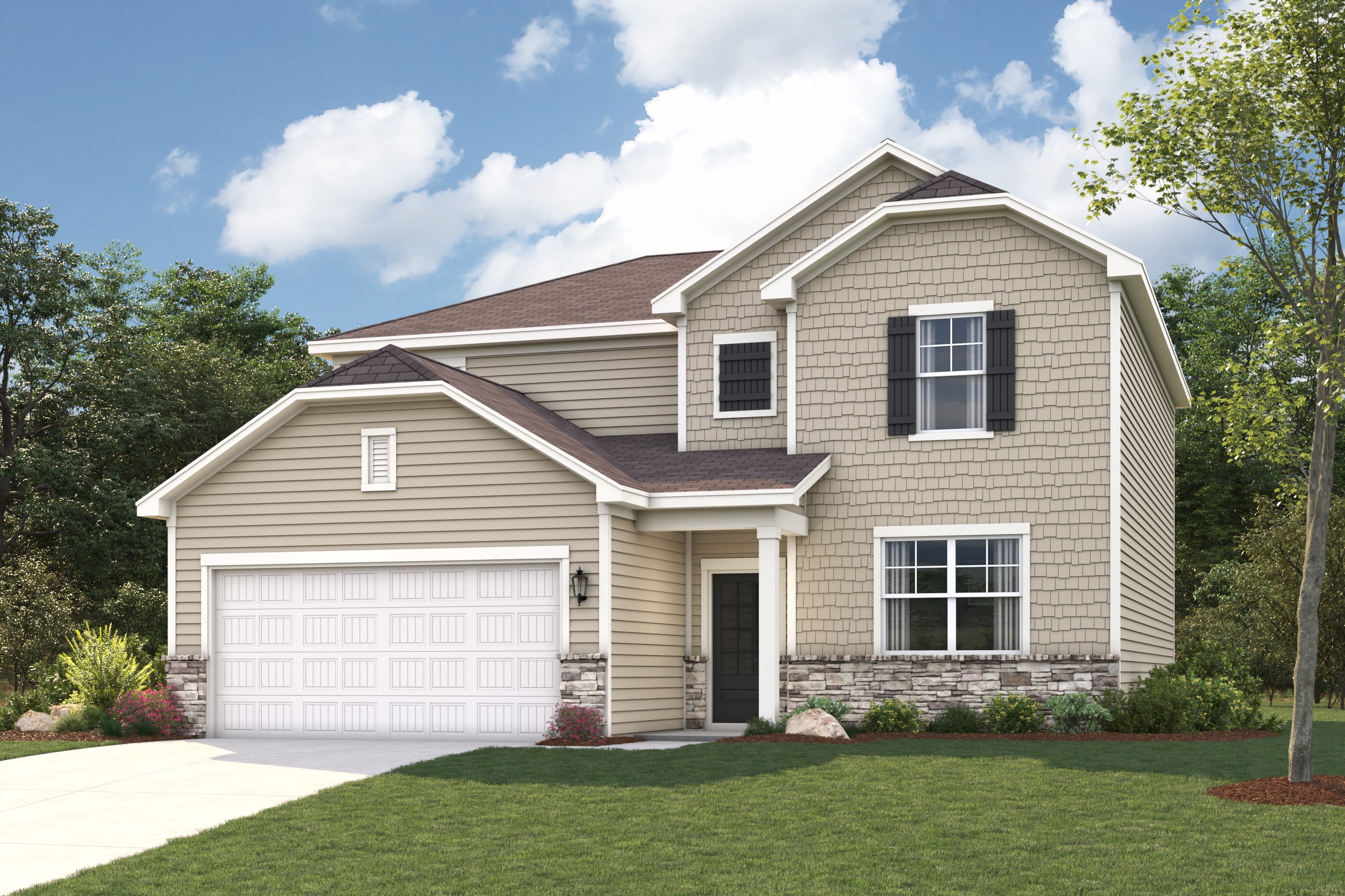 A house with a garage.