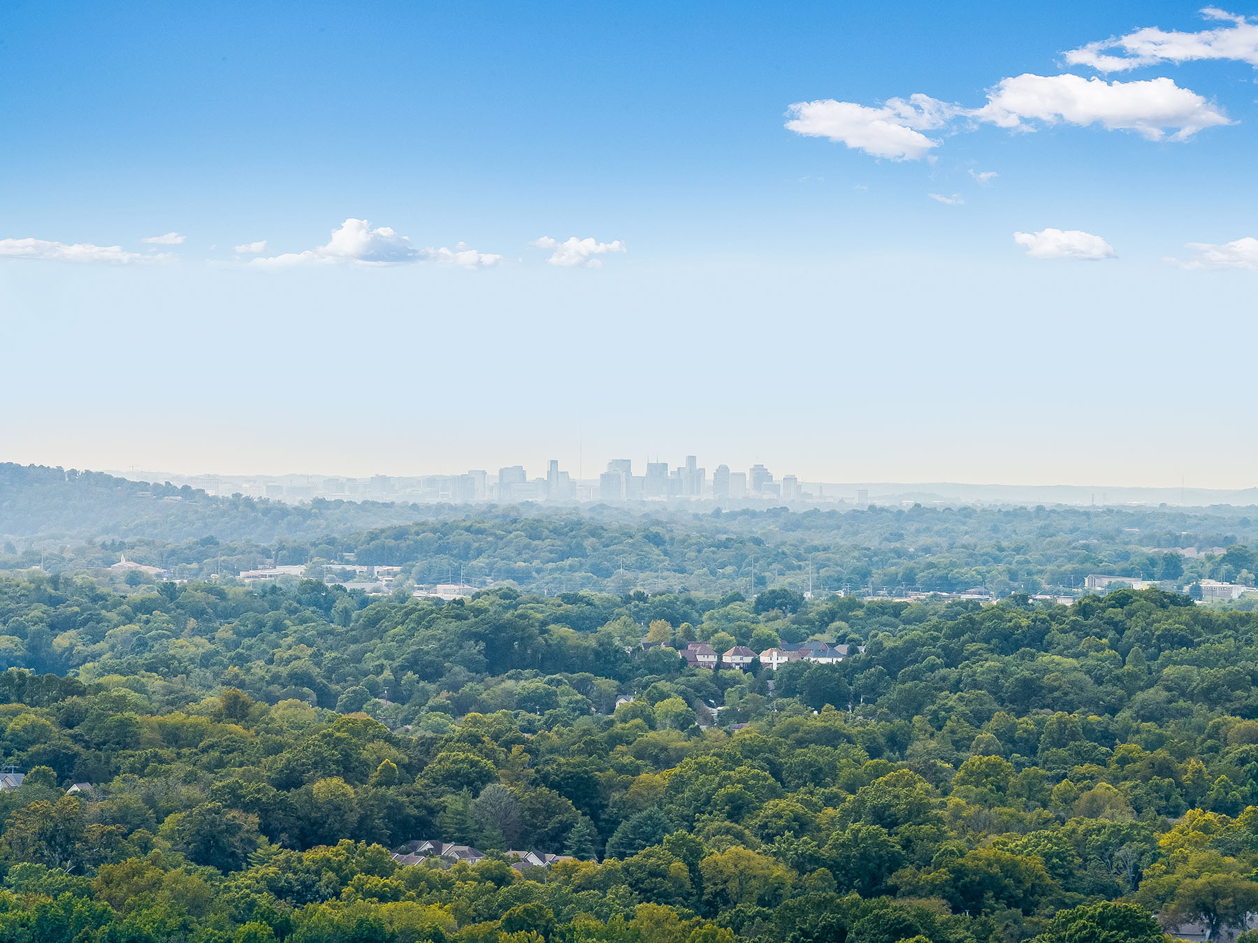 A city in the distance.