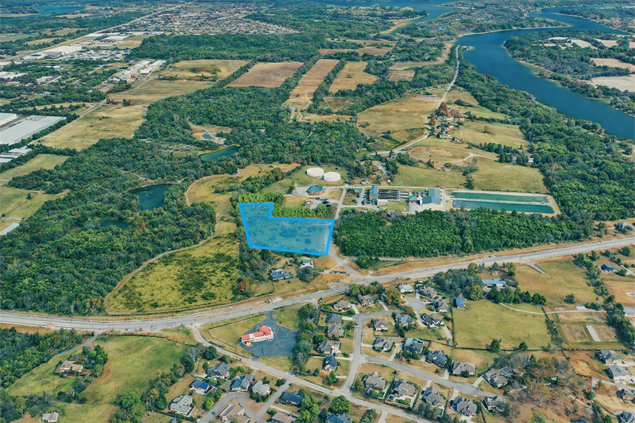 Aerial view of a large area.