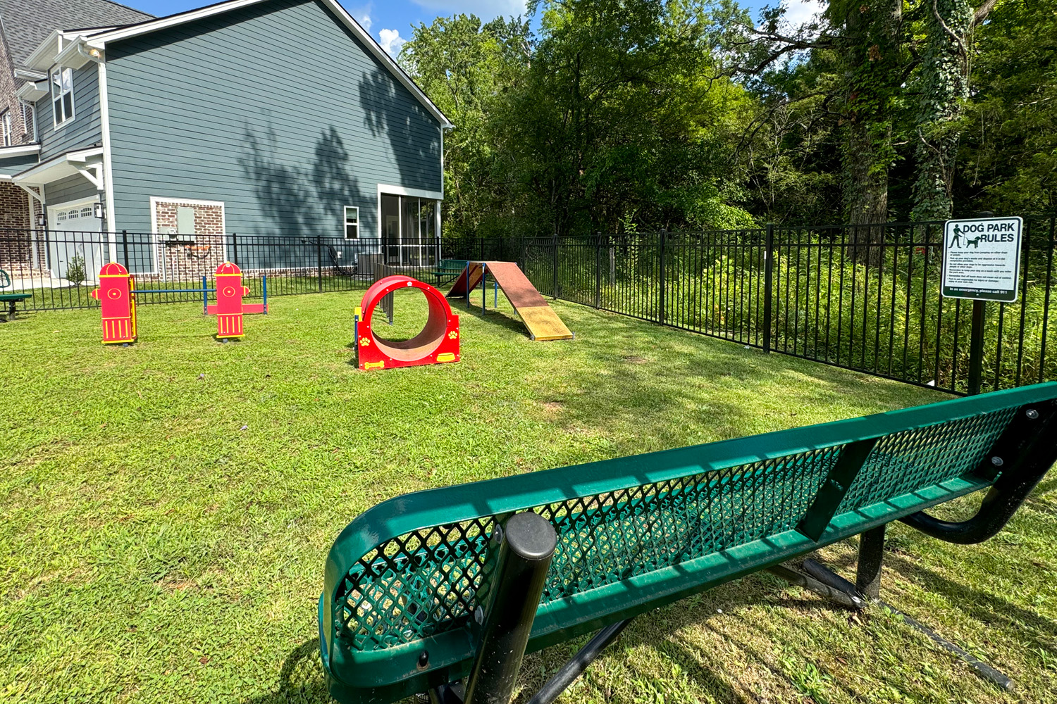 A playground with a slide.