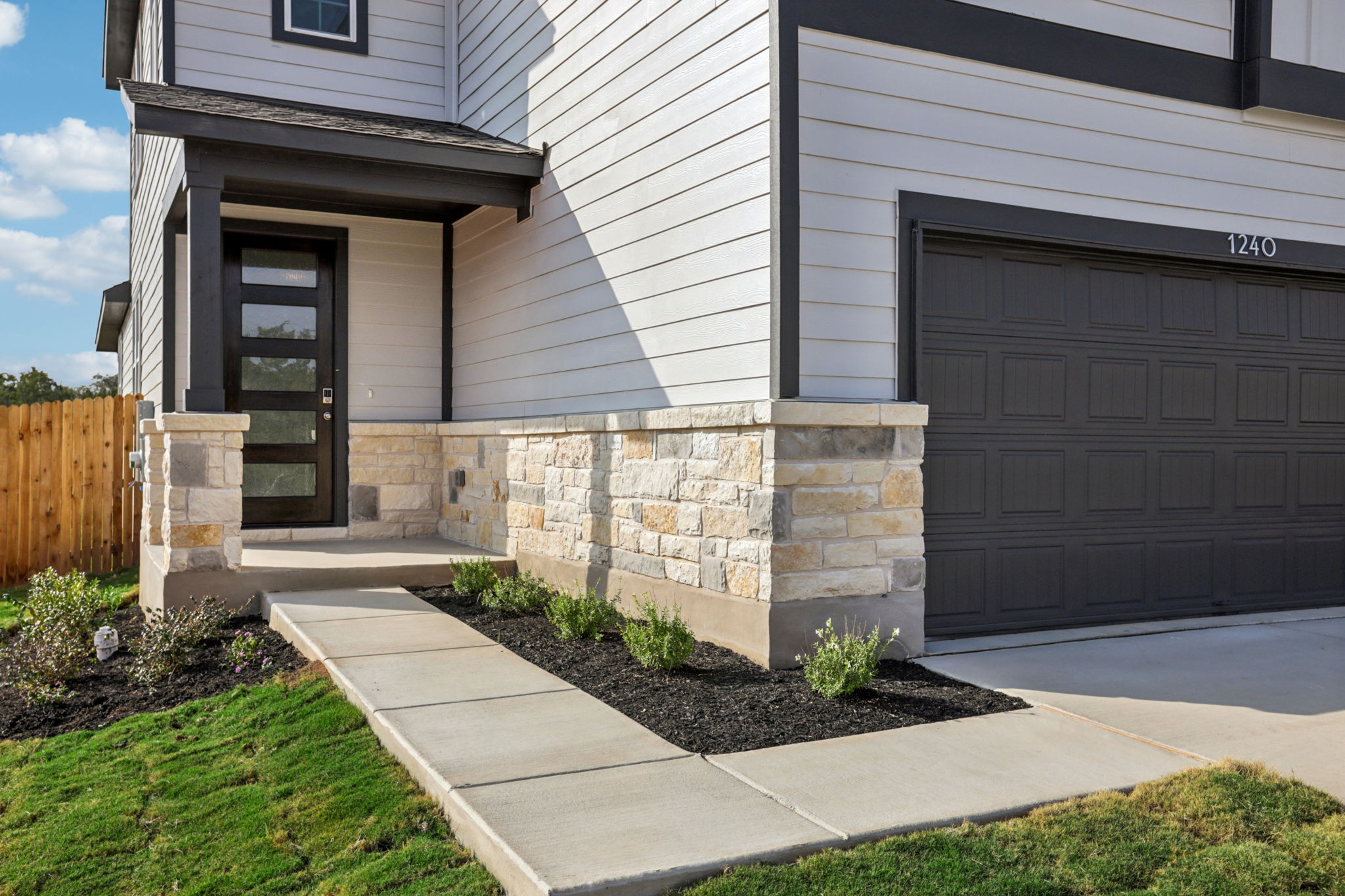 A house with a garage.