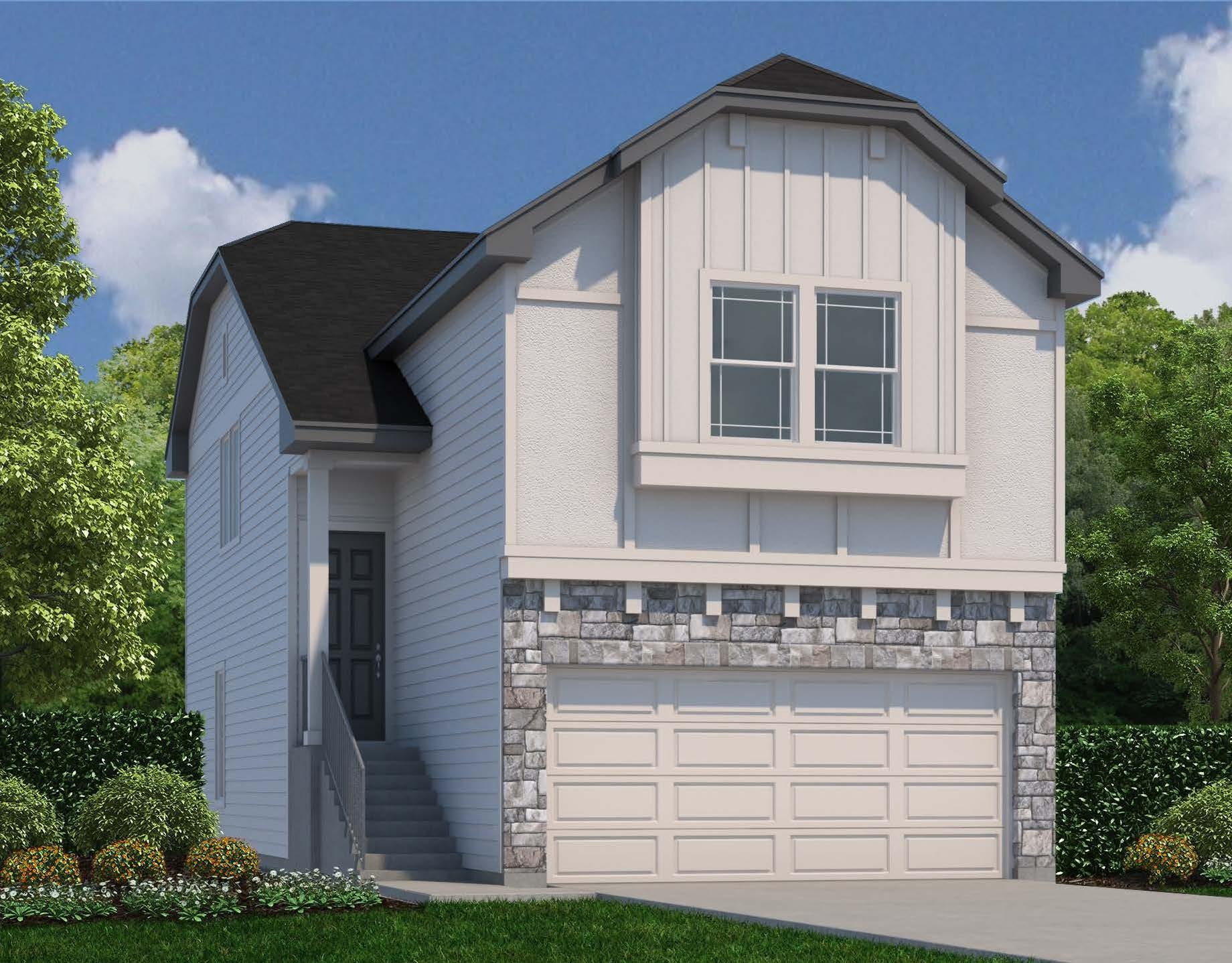 A house with a garage.