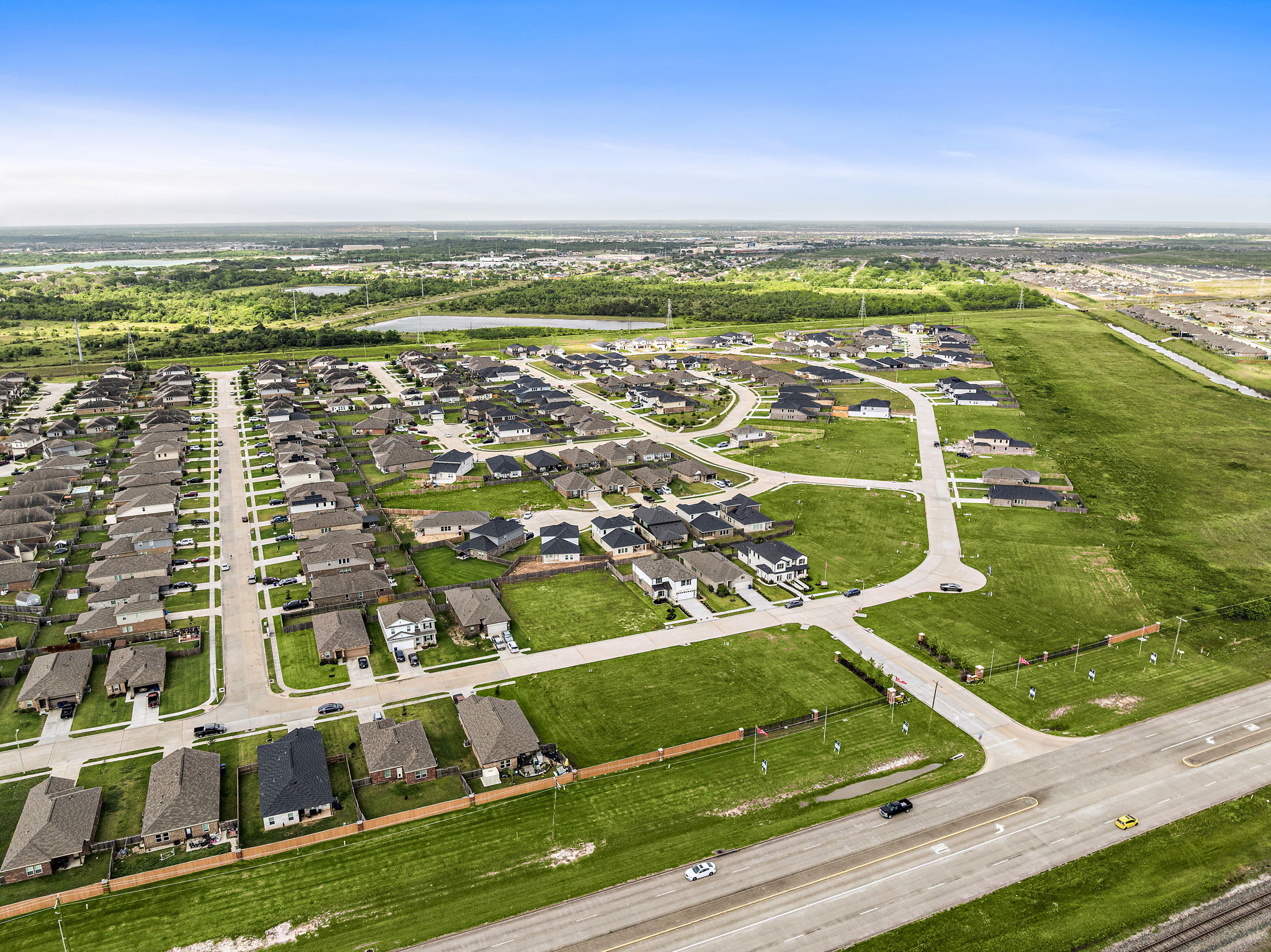 A large area with many buildings.