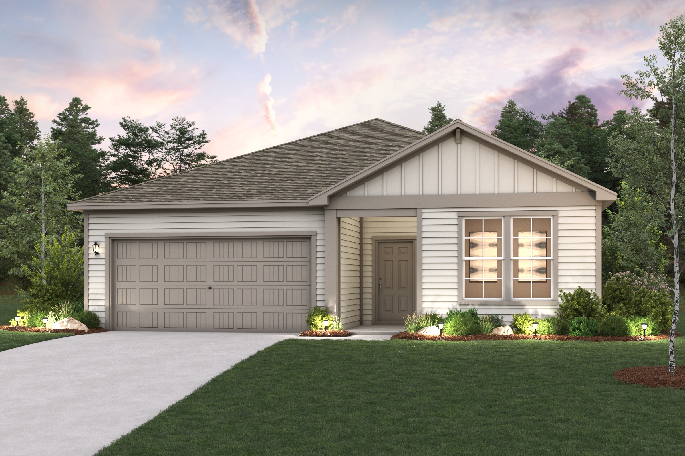 A house with a garage.