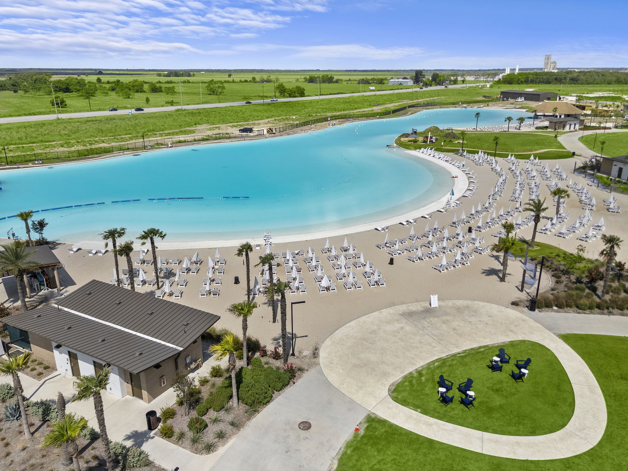 A pool with people on it.