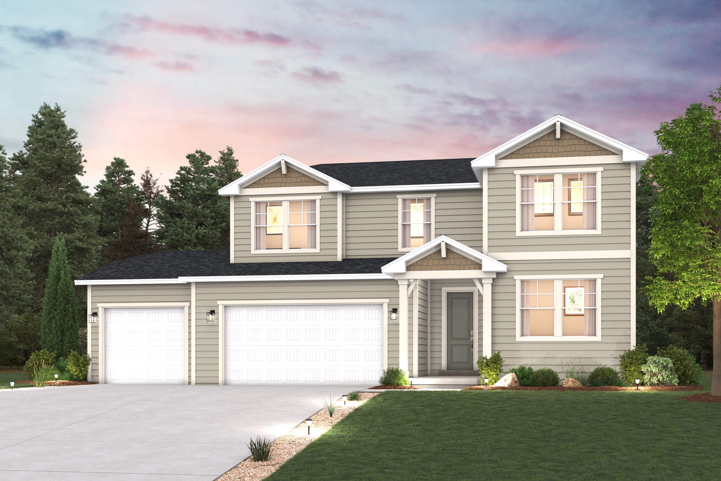 A house with a driveway.