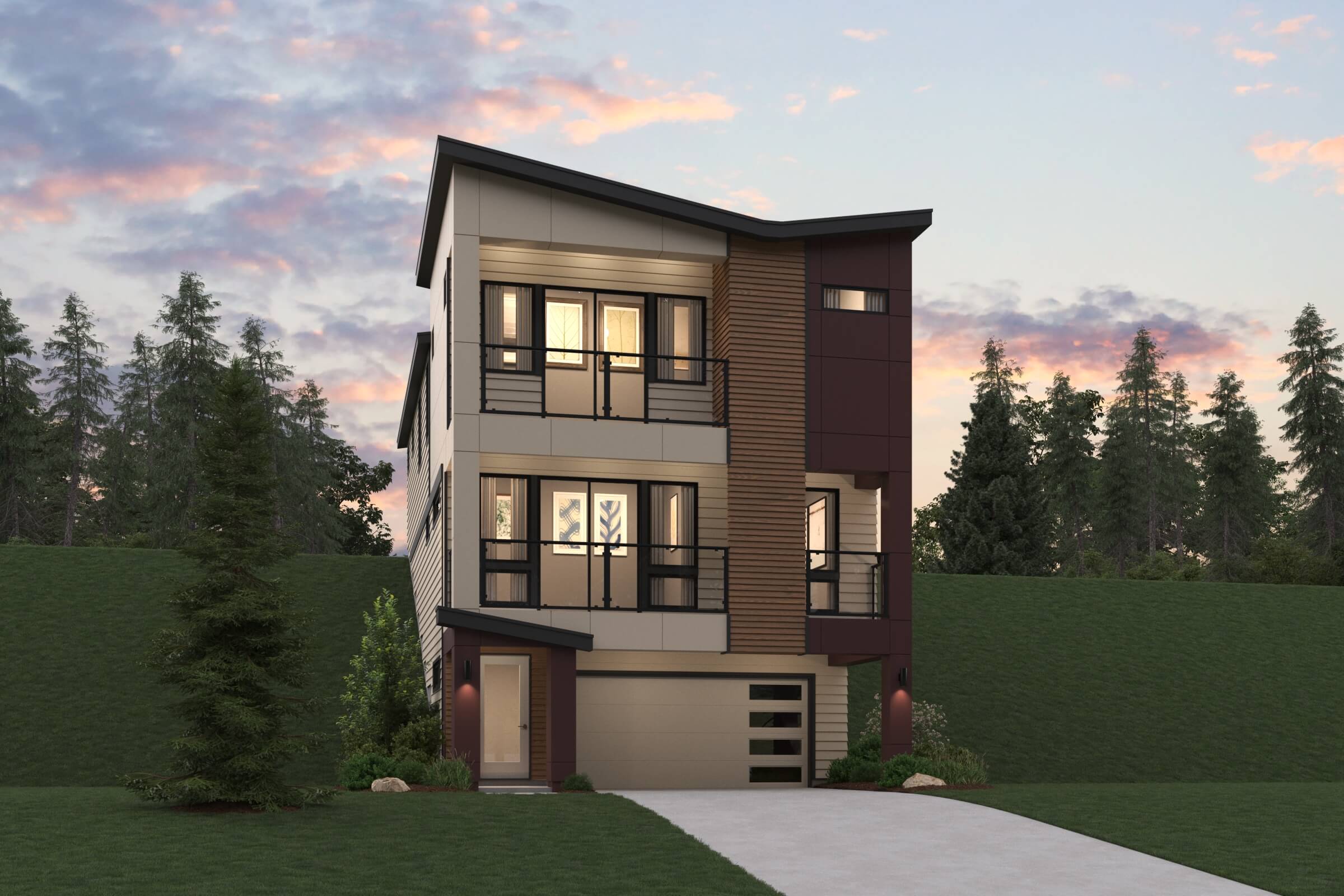 A house with a large front yard.