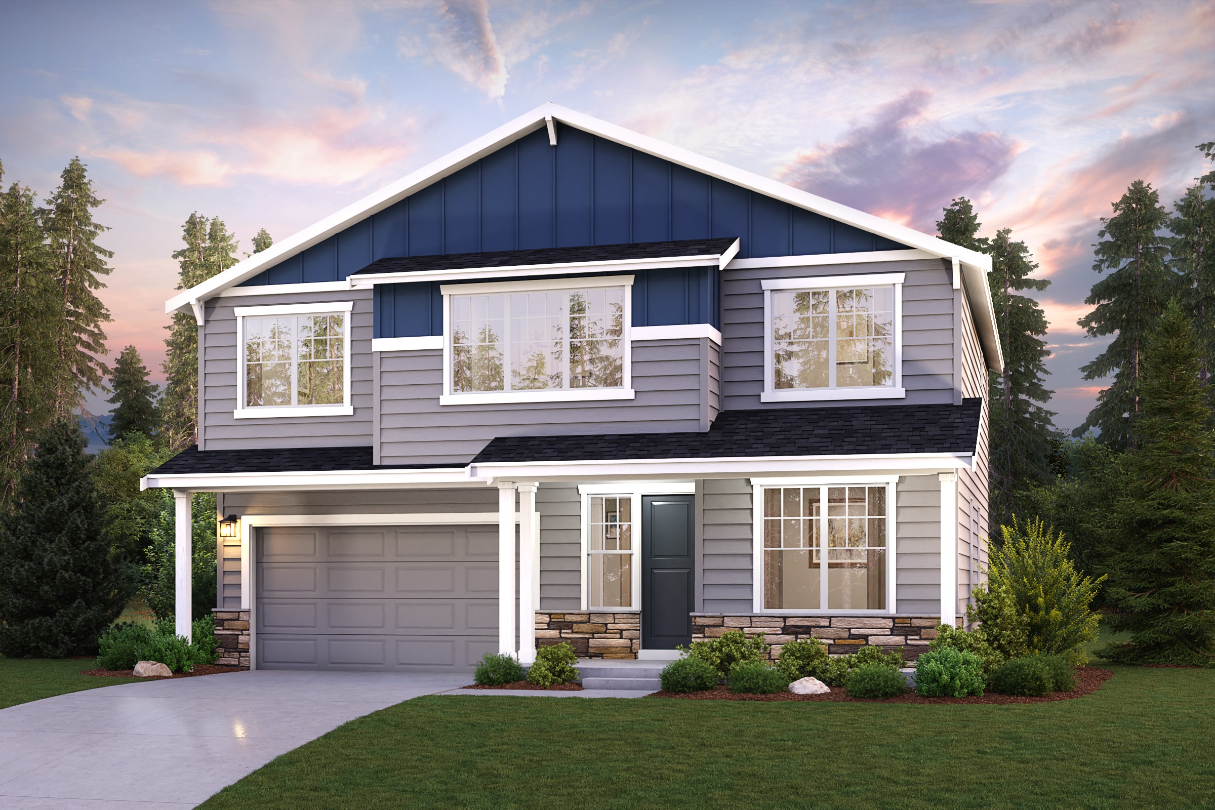 A house with a garage.