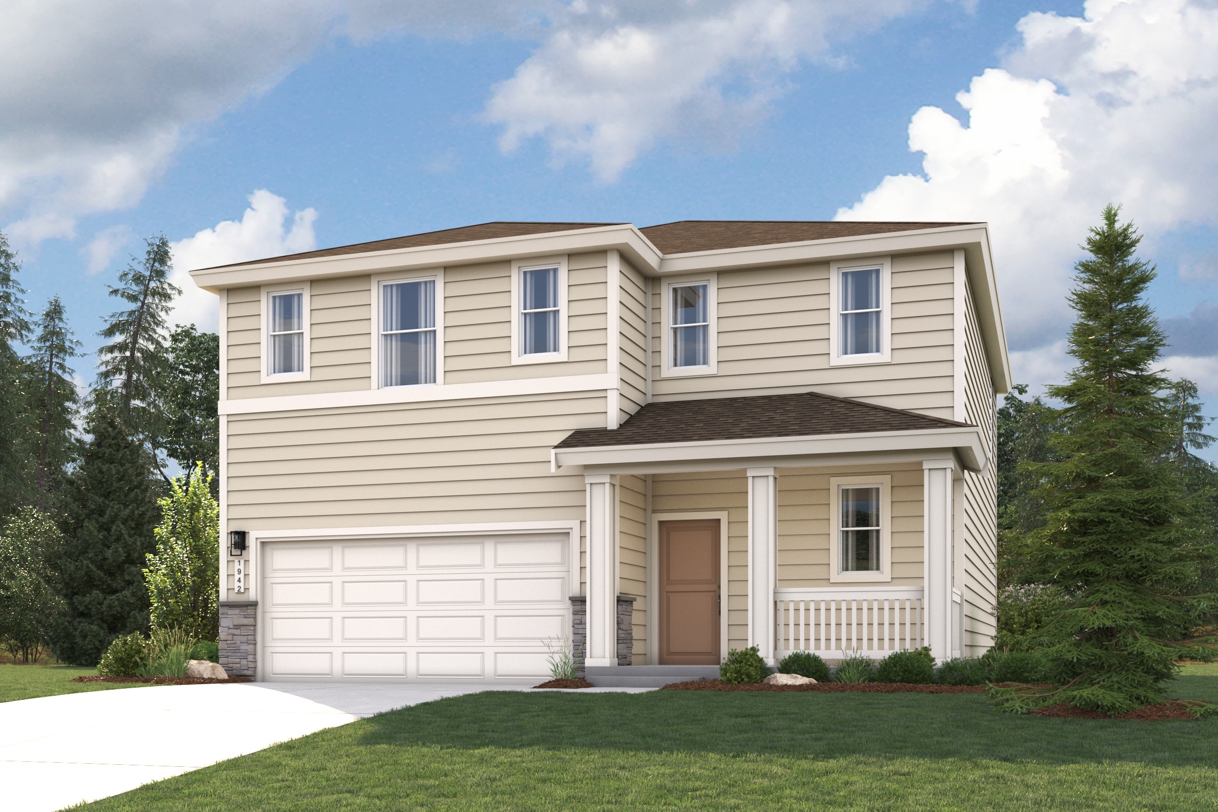 A house with a garage.