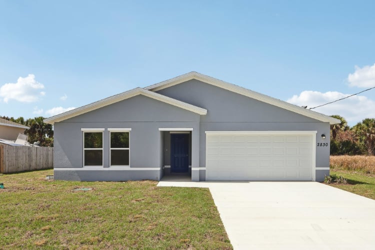A house with a garage.